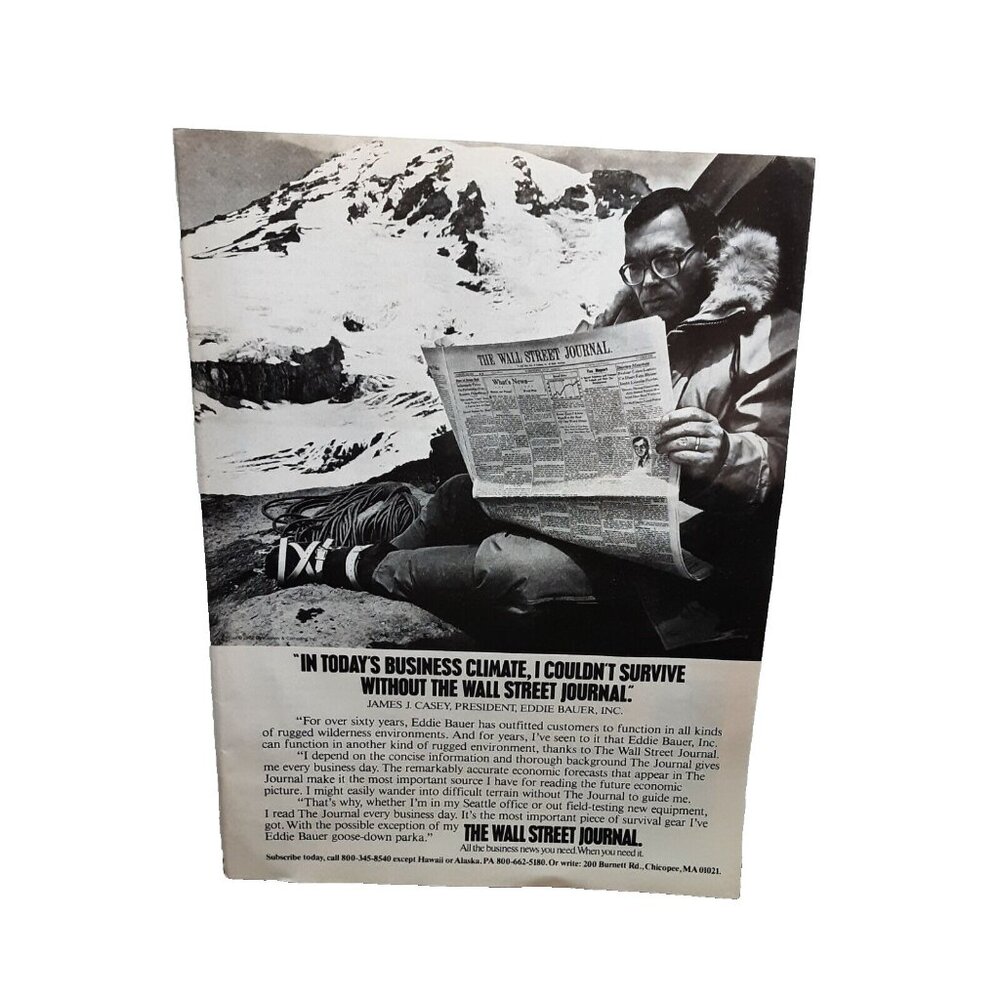 1982 Wall Street Journal James Casey Eddie Bauer Original Print Ad Vintage